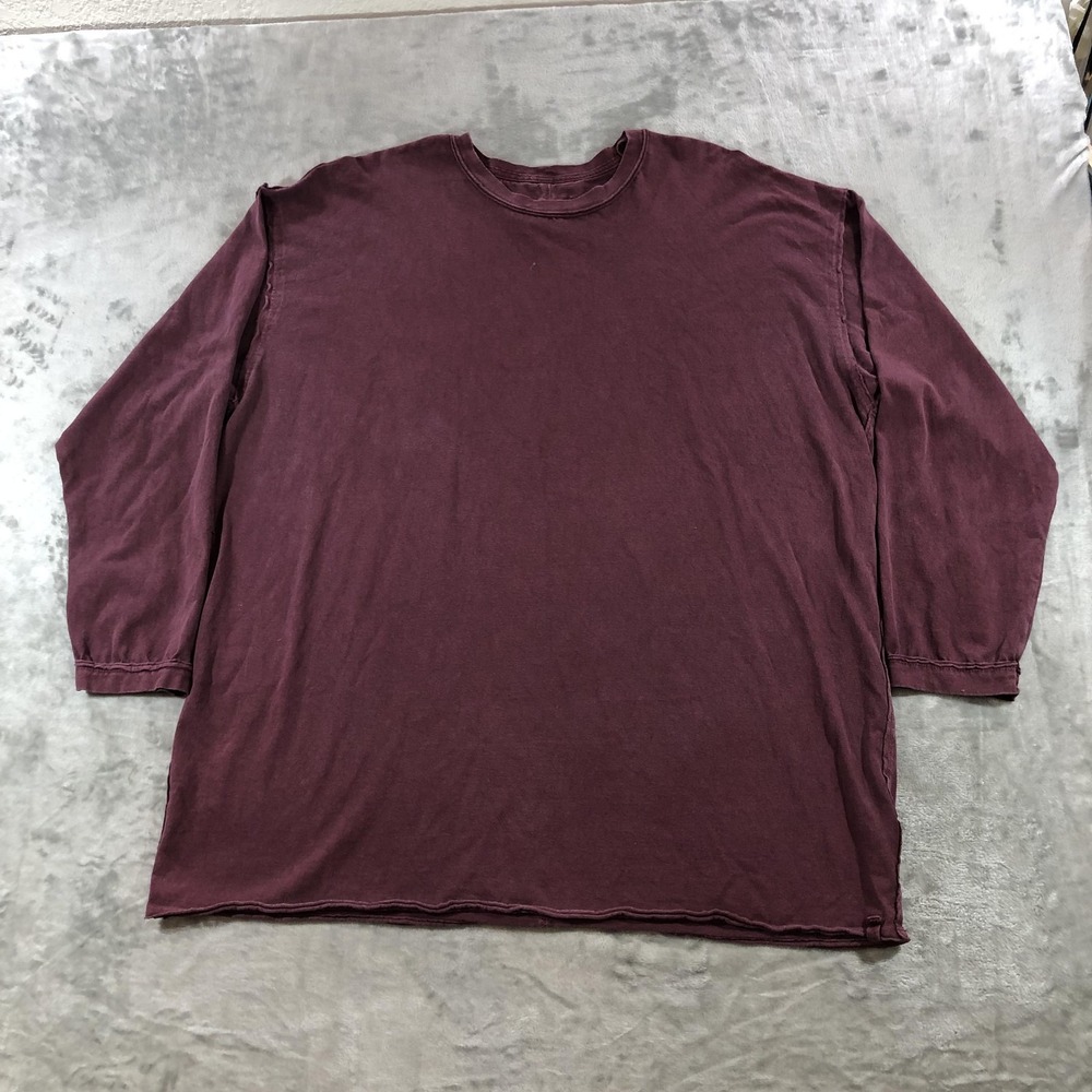 We The Free Shirt Womens Large Purple Raw Hem Long Sleeve Relaxed Crewneck Tee